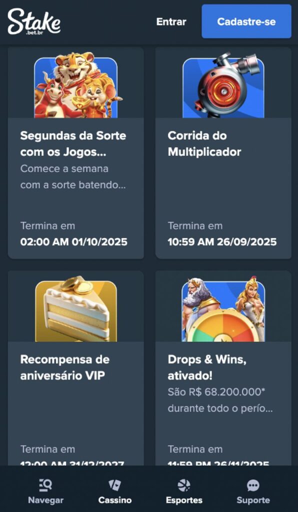 bônus do cassino stake 