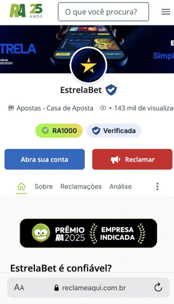 estrelabet é confiável no reclame aqui