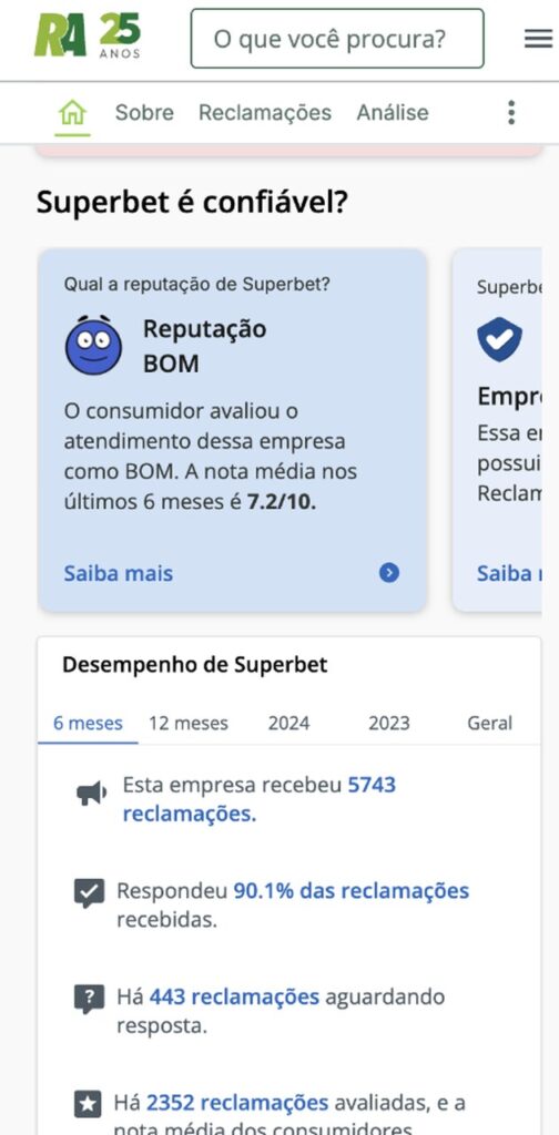 superbet é confiável no reclame aqui