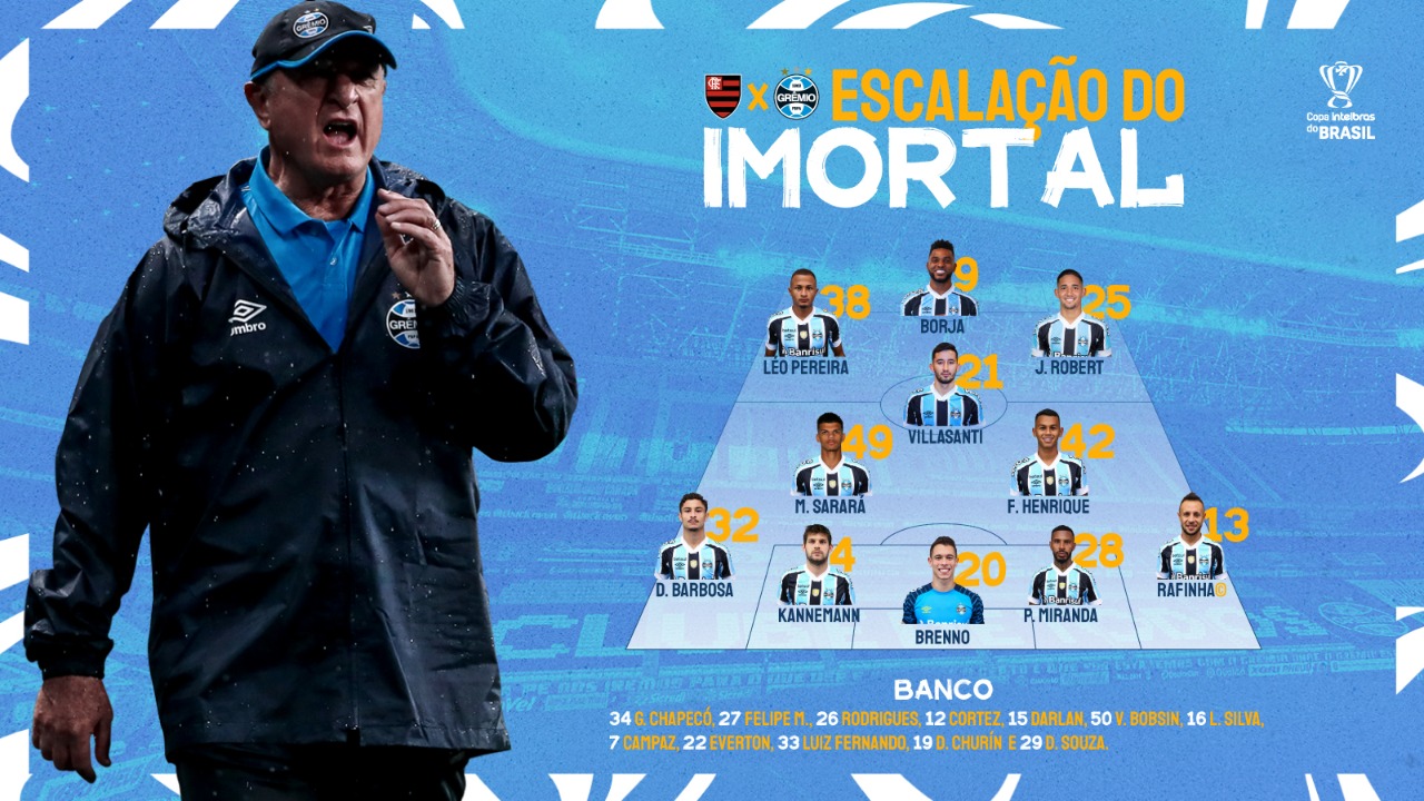 Grêmio está escalado para pegar o Flamengo pela Copa do Brasil