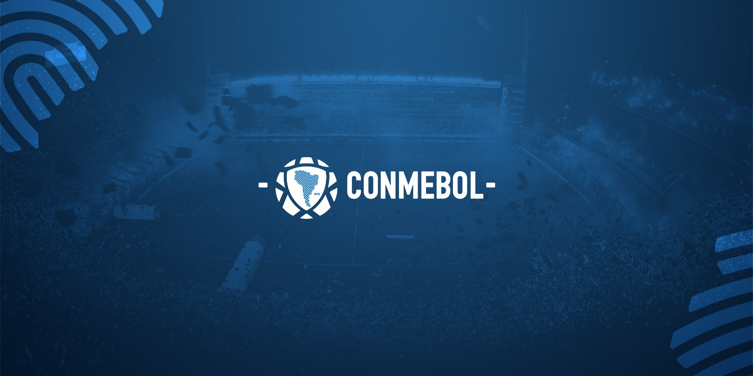 Logo da Conmebol com fundo azul