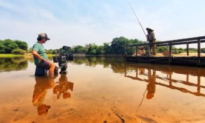 Cena de Pantanal sendo filmada no Mato Grosso do Sul
