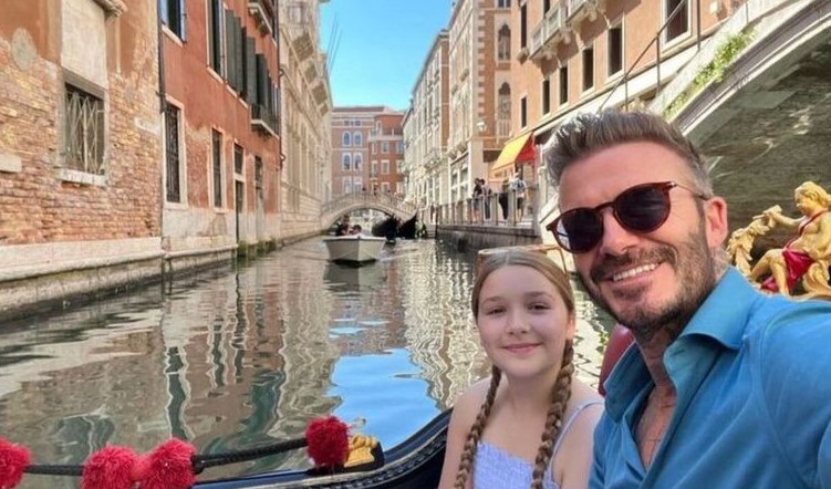 David Beckham e a filha em Veneza