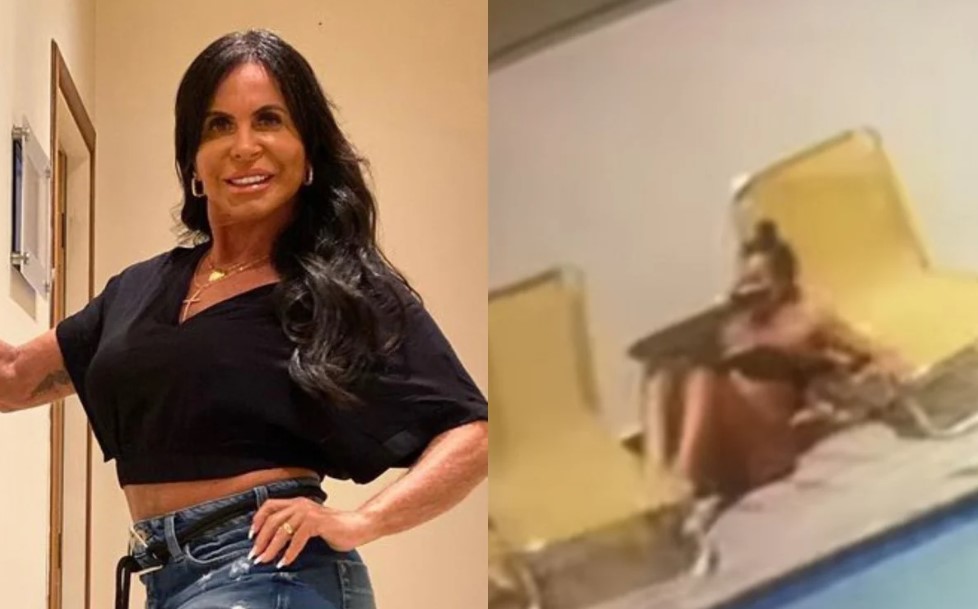 Gretchen leva tombo na piscina