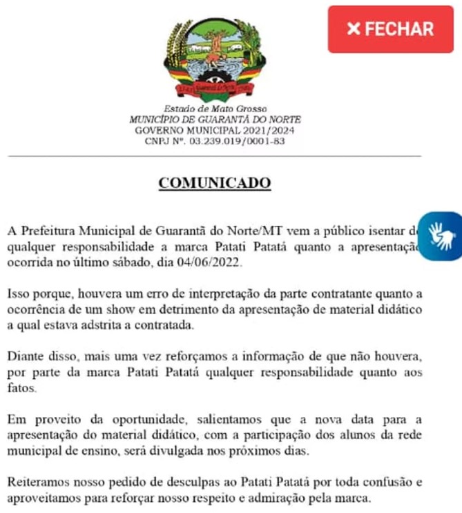 Dupla de palhaços cantaram apenas quatro músicas em evento não previsto em contrato com a prefeitura de Guarantã do Norte