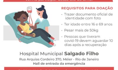Hospital Municipal Salgado Filho promove campanha de doação de sangue, nesta quinta