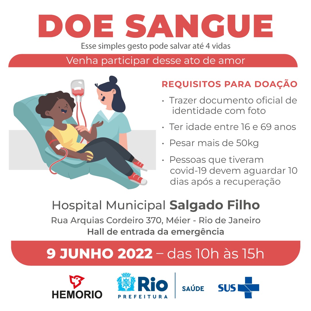 Hospital Municipal Salgado Filho promove campanha de doação de sangue, nesta quinta