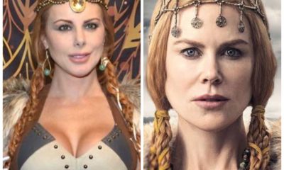Deborah Albuquerque vai à festa fantasia vestida de Viking e é comparada a Nicole Kidman