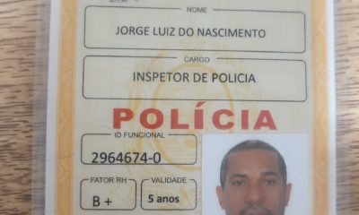 identificação do policial civil Jorge Luiz do Nascimento, morto a tiros em tentativa de assalto
