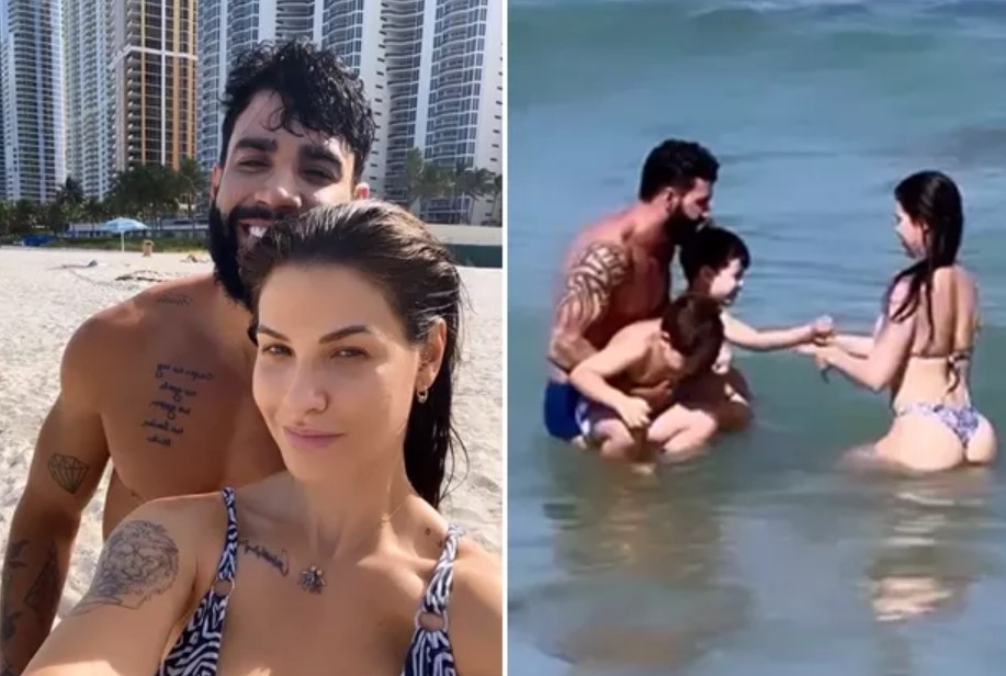 Andressa Suita e Gusttavo Lima com a família em Miami