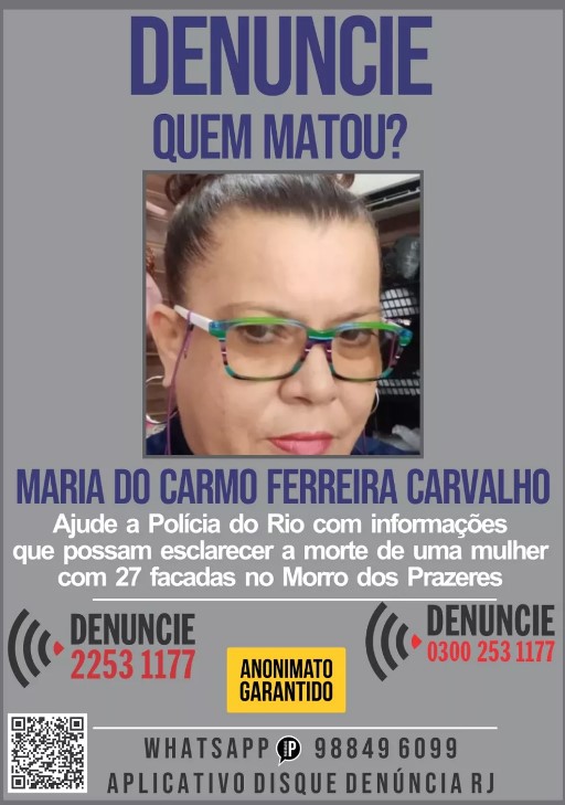 Cartaz mulher morta no Morro dos Prazeres