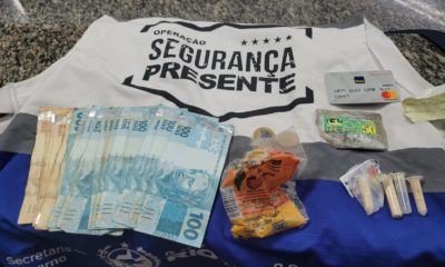 drogas e dinheiro apreendidos