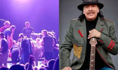 Carlos Santana sendo socorrido no palco (Fotos: Divulgação)