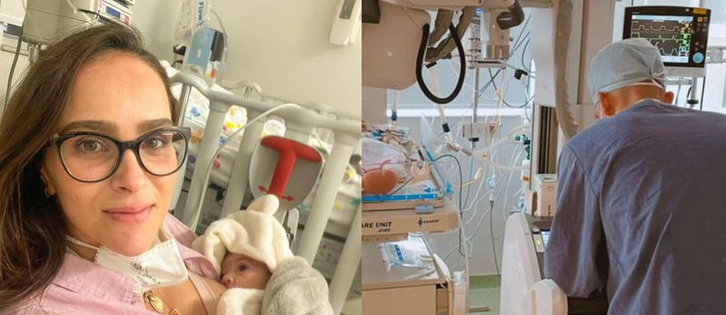 esposa de Juliano Cazarré mostra a filha internada na UTI