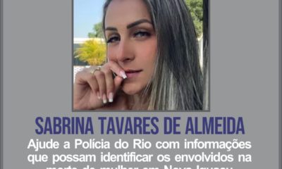 Cartaz do Portal dos Procurados com foto de jovem assassinada em casa em Nova Iguaçu