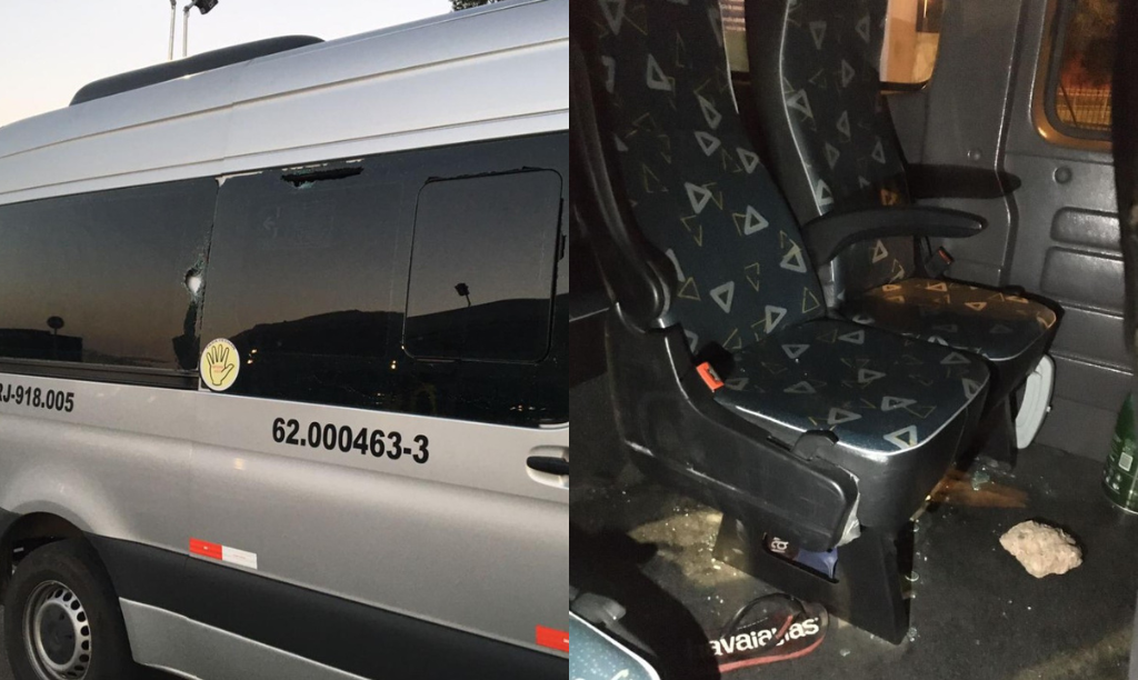 Van que levava flamenguistas para jogo é apedrejada por torcedores do Corinthians