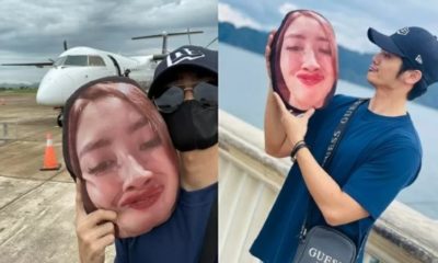Filipino leva almofada com o rosto da esposa em viagem de férias