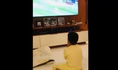 Filho de Dudu chora após classificação do Palmeiras na Libertadores