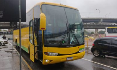 Ônibus apreendido em ação do Detro no entorno da Rodoviária do Rio