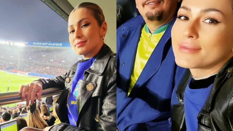 Lívia Andrade no jogo do Brasil