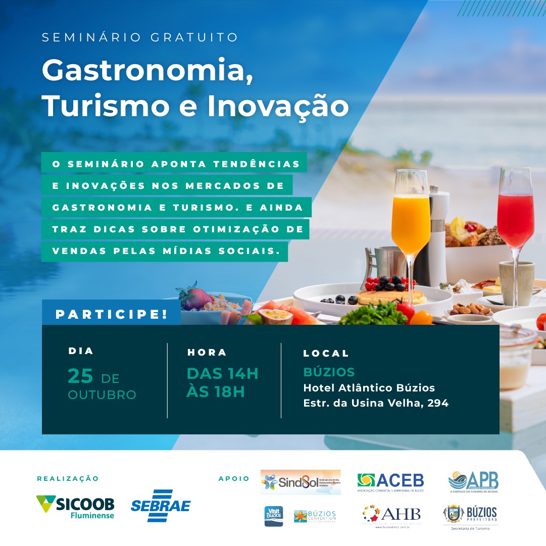 Sicoob Rio e Sebrae Rio realizam seminário em Búzios dedicado ao turismo, hotelaria e gastronomia
