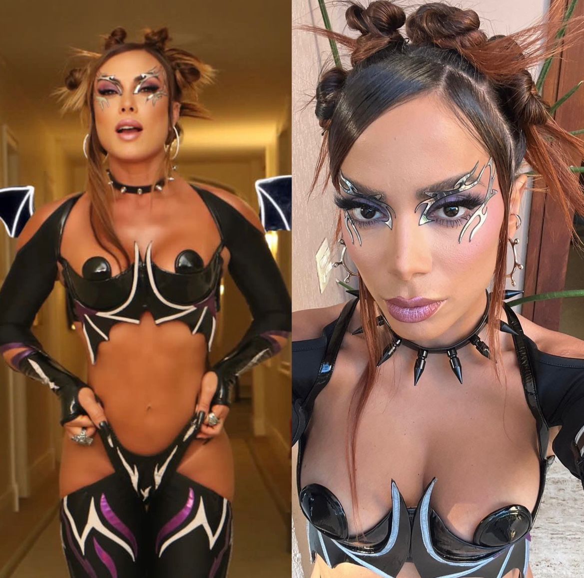 Nicole Bahls e Anitta fantasia morceguinho