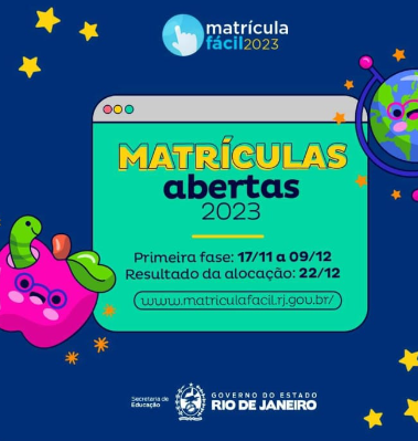 Primeira fase de matrícula 2023 para as escolas estaduais do Rio de Janeiro começa nesta quinta