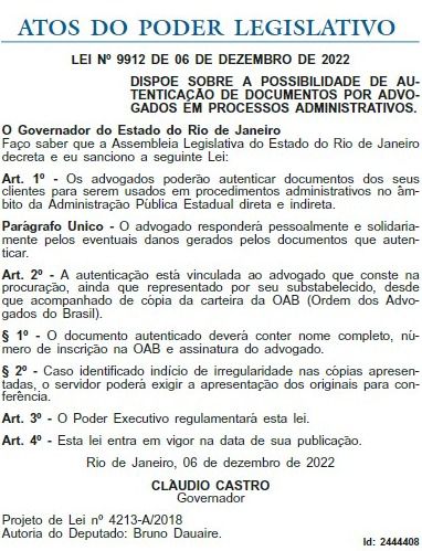 Advogados do Rio podem autenticar documentos em processos administrativos 