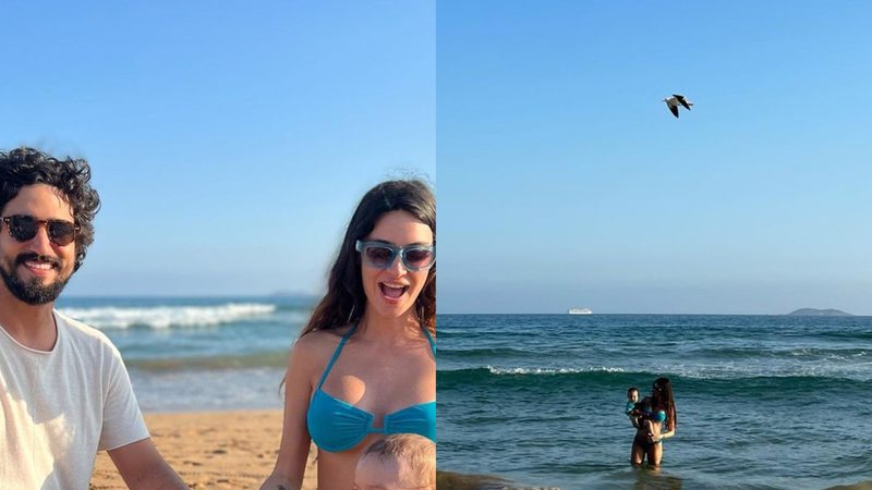 Thaila Ayala ao lado da família em praia de Búzios