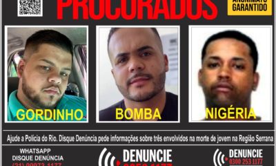 Disque Denúncia divulga cartaz para localizar envolvidos na morte de jovem em Petrópolis