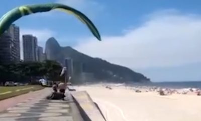Mulher é atropelada por parapente