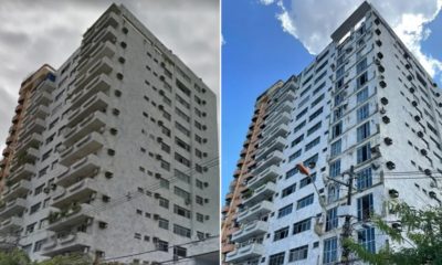 Sacadas de um prédio residencial desabam em Belém do Pará