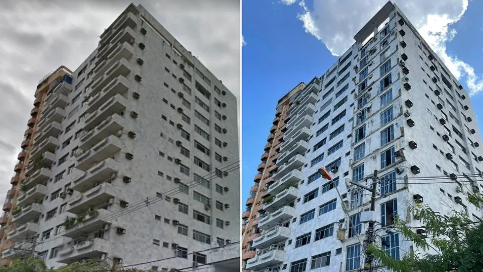 Sacadas de um prédio residencial desabam em Belém do Pará