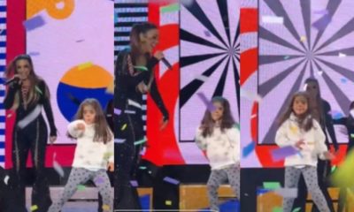 Que fofura! Filha de Ivete Sangalo se diverte no palco durante show em Portugal (Foto: Reprodução/ Instagram)