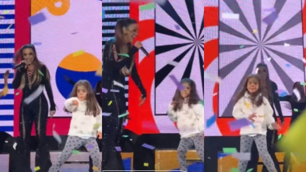 Que fofura! Filha de Ivete Sangalo se diverte no palco durante show em Portugal (Foto: Reprodução/ Instagram)