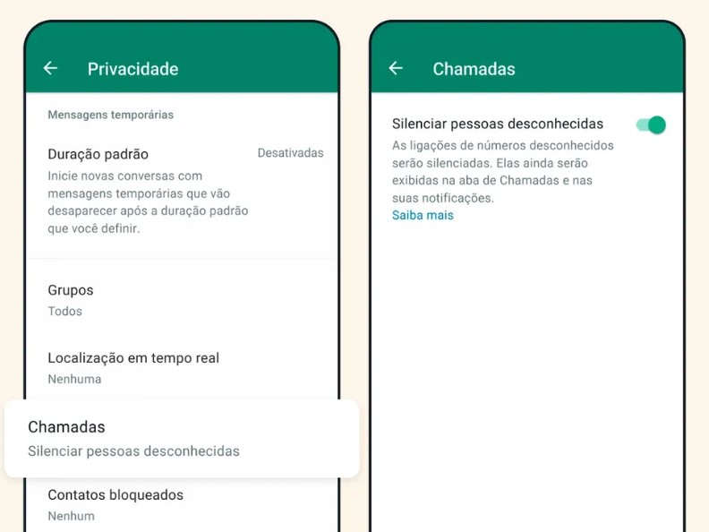 WhatsApp agora permite bloquear ligações desconhecidas pelo aplicativo