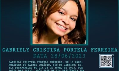 Disque denúncia pede informações sobre estudante desaparecida após ir a shopping na Zona Norte do Rio (Foto: Divulgação)