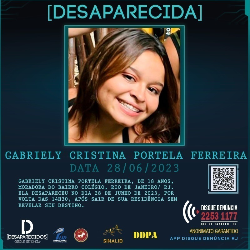 Disque denúncia pede informações sobre estudante desaparecida após ir a shopping na Zona Norte do Rio (Foto: Divulgação)