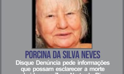 Disque Denúncia pede informações para esclarecer assassinato de idosa em São Cristóvão (Foto: Divulgação)