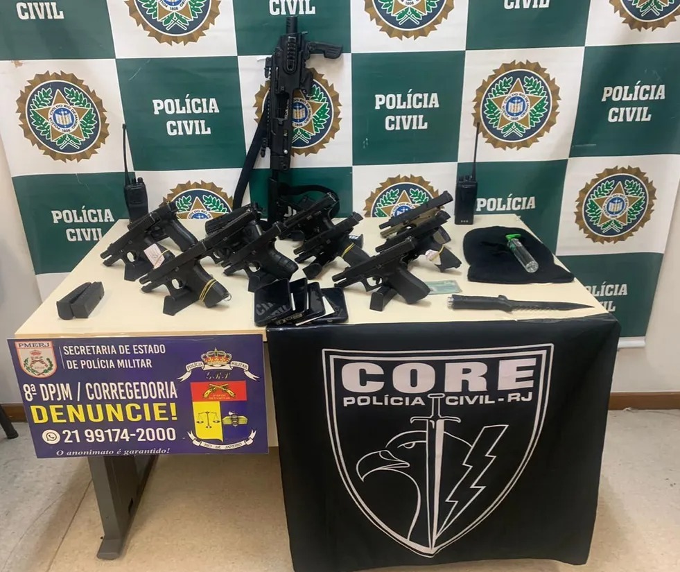 Armas apreendidas com milicianos presos em Campo Grande