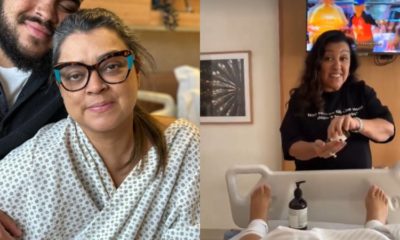 Preta Gil recebe visita de Regina Casé