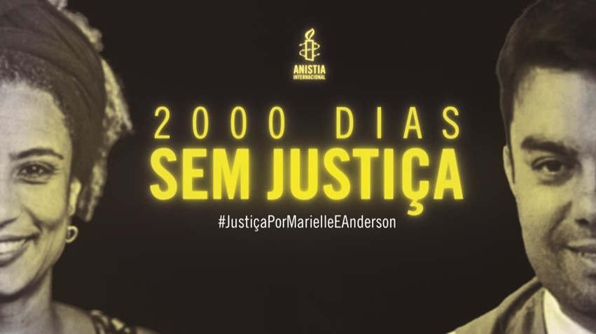 Anistia Internacional faz ato pelos 2 mil dias do assassinato de Marielle Franco e Anderson Gomes (Foto: Divulgação)