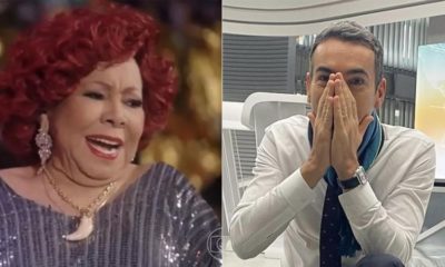 Alcione elogia pernas de Cesar Tralli e jornalista agradece: 'Marrom tá de olho' (Foto: Reprodução/ Redes Sociais)