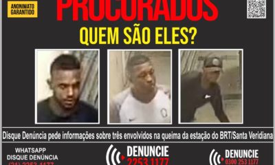 Disque Denúncia busca informações sobre criminosos que atearam fogo em estação do BRT na Zona Oeste