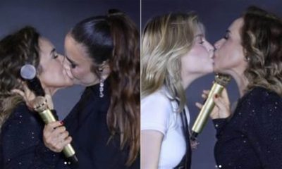 Daniela Mercury beija Iveta Sangalo e Luísa Sonza em show no Rio