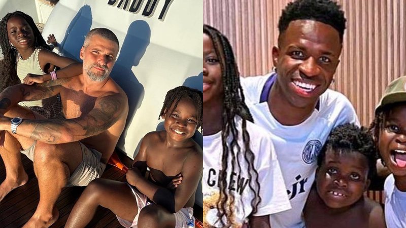 Bruno Gagliasso, os filhos e o jogador de futebol Vinius Jr