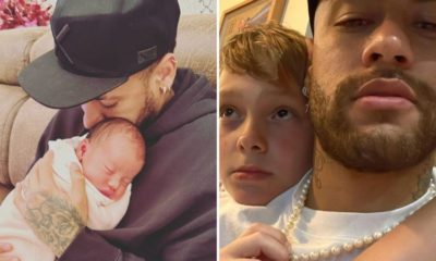 Neymar ao lado dos filhos