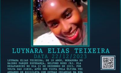 Disque Denúncia busca informações sobre menina de 10 anos desaparecida em Belford Roxo