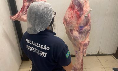 Ação do Procon-RJ e da Polícia Civil descarta cerca de 230kg de alimentos impróprios encontrados em açougue (Foto: Divulgação)
