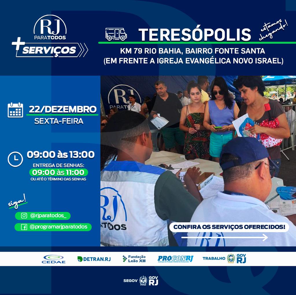 Teresópolis recebe serviços gratuitos do 'RJ Para Todos' na próxima sexta (Foto: Divulgação)